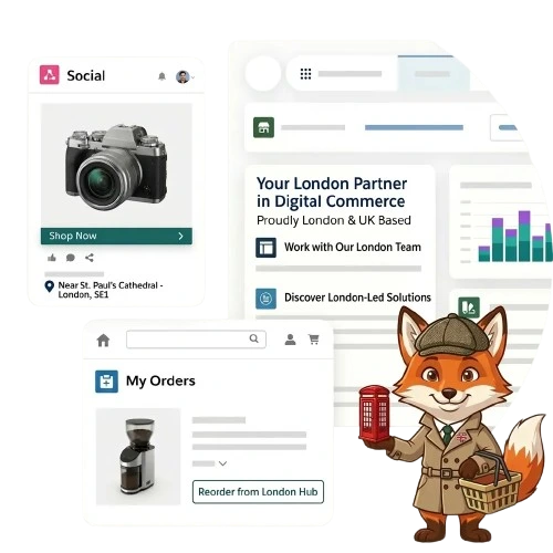 Salesforce B2B Commerce Cloud storefront showing account-specific pricing for UK wholesale buyers